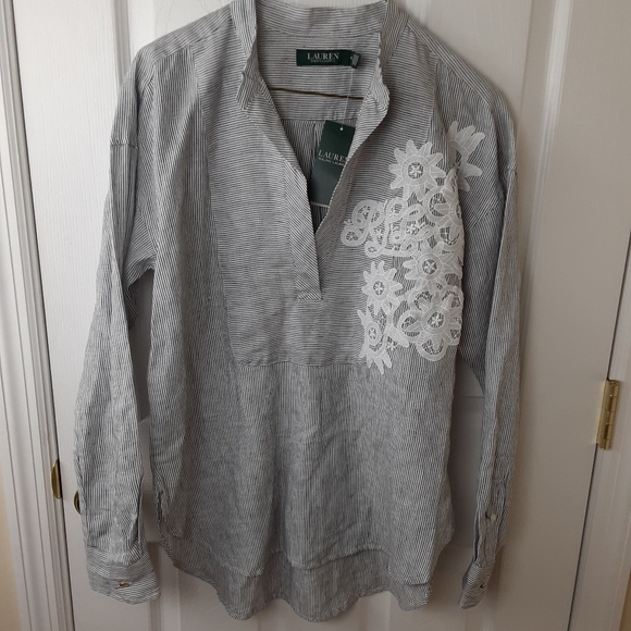 Lauren Ralph Lauren Tops - NWT *HP* Linen Lauren Ralph Lauren HiLo Size M Top